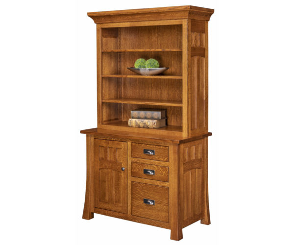 Bridgefort Mission Credenza 1 Door 3 Drawer with Bookcase Topper
