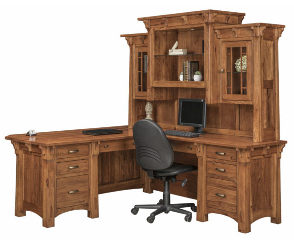 Manitoba Corner and Return Desk with Hutch 79"