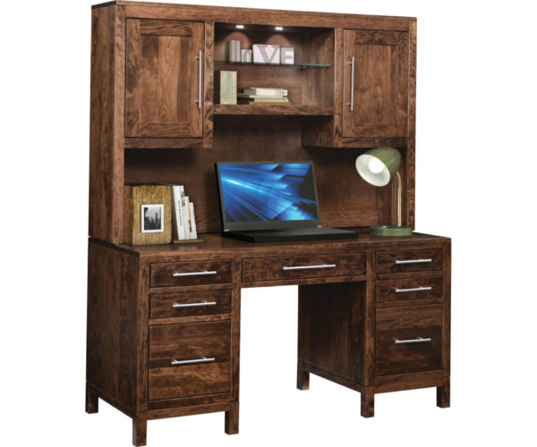Vienna Double Pedestal Desk with Hutch