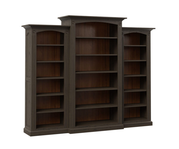 Three Piece Five Shelf Deluxe Bookcase