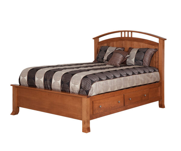 Crescent Panel Bed with Drawer Unit